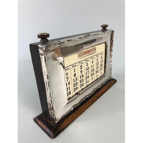 51 - Early 20th century Silver fronted perpetual desk calendar, hall marked for Birmingham approximately ... 