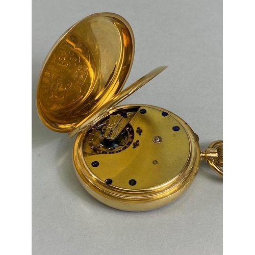 53 - Antique 18ct yellow gold pocket watch cream face with black Roman numerals, 1898, Not running, total... 