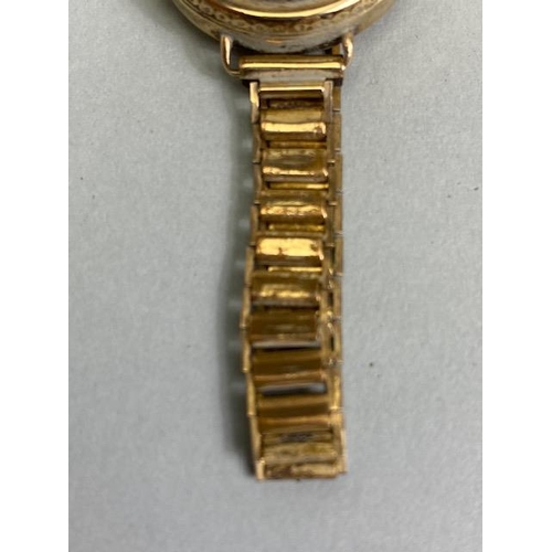 63 - 9ct gold cased ladies dress watch on a RG bracelet, winds and runs, along with a vintage Rotary ladi... 