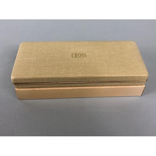 64 - Vintage CROSS 10ct Rolled gold pen in original box with leather travel case and original outer box a... 