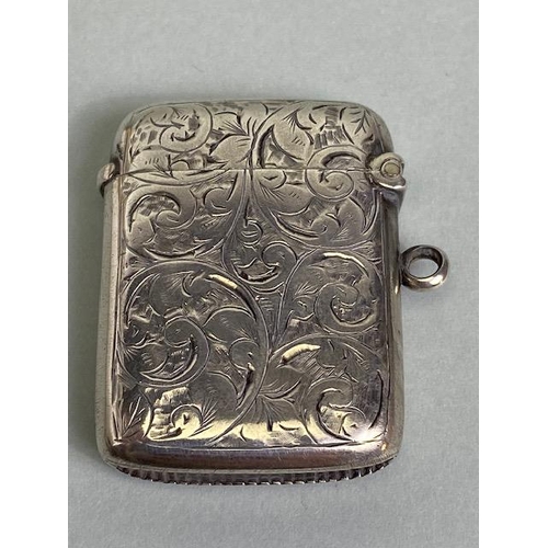 67 - Antique silver English hall marked tot flask approximately 73.3g and a silver hallmarked vesta case ... 