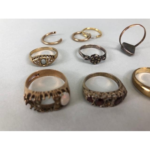 70 - Scrap 9ct gold, selection of ring settings and earrings approximately 32.1g plus one 9.25 silver and... 