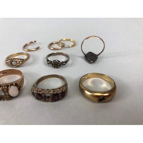 70 - Scrap 9ct gold, selection of ring settings and earrings approximately 32.1g plus one 9.25 silver and... 