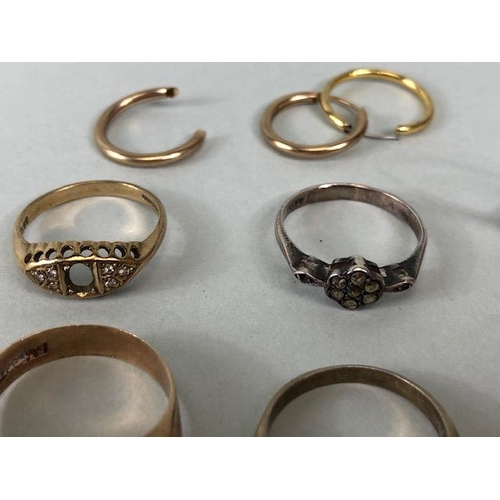 70 - Scrap 9ct gold, selection of ring settings and earrings approximately 32.1g plus one 9.25 silver and... 