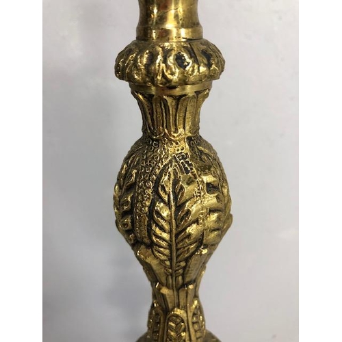 73 - vintage lighting , 20th century brass standard lamp base  decorated in the 18th century style with f... 