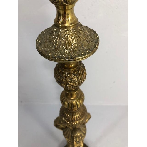 73 - vintage lighting , 20th century brass standard lamp base  decorated in the 18th century style with f... 