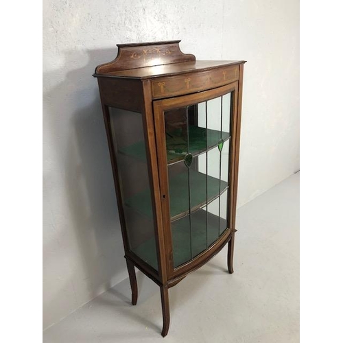 75 - Antique Furniture, Edwardian china cabinet with  glazed and leaded panel boor , typical inlaid desig... 