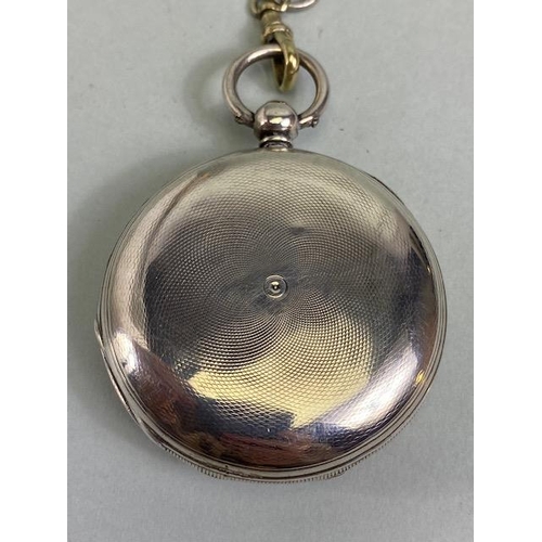 81 - Antique silver hall marked full hunter dress  pocket watch, silver face with Roman numerals and deco... 