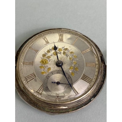 81 - Antique silver hall marked full hunter dress  pocket watch, silver face with Roman numerals and deco... 