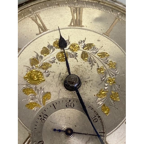 81 - Antique silver hall marked full hunter dress  pocket watch, silver face with Roman numerals and deco... 