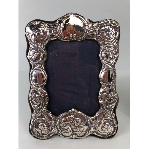 88 - Silver Hallmarked photo frames, one of square  Art Nouveau style with round aperture approximately 1... 