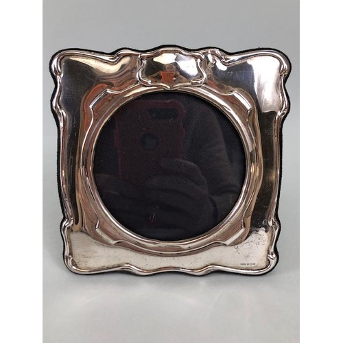 88 - Silver Hallmarked photo frames, one of square  Art Nouveau style with round aperture approximately 1... 