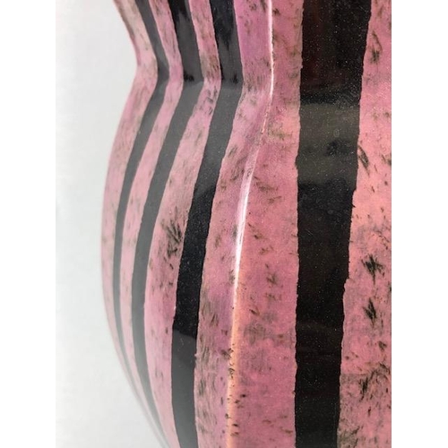 94 - Ross Emerson Art Ceramics, Oversized lilac and black stripped beak jug monogram to base approximatel... 