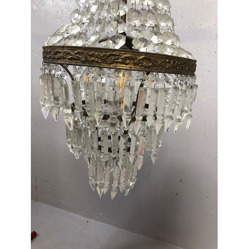 262A - Vintage lighting, two tier with four light fittings waterfall chandelier with decorative gilded gall... 