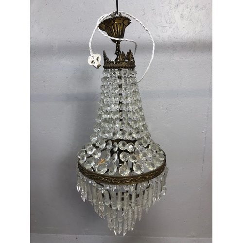 262A - Vintage lighting, two tier with four light fittings waterfall chandelier with decorative gilded gall... 