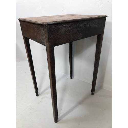 103 - Oak side table with single drawer on tapering legs and bun feet approx 74cm tall