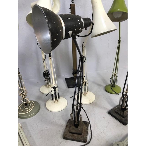 109 - Collection of vintage lighting to include original Anglepoise examples and wall mounted machinist la... 