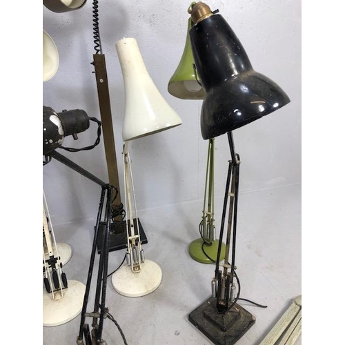 109 - Collection of vintage lighting to include original Anglepoise examples and wall mounted machinist la... 