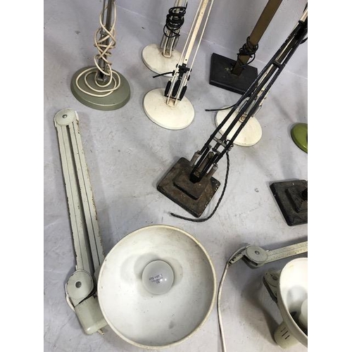 109 - Collection of vintage lighting to include original Anglepoise examples and wall mounted machinist la... 