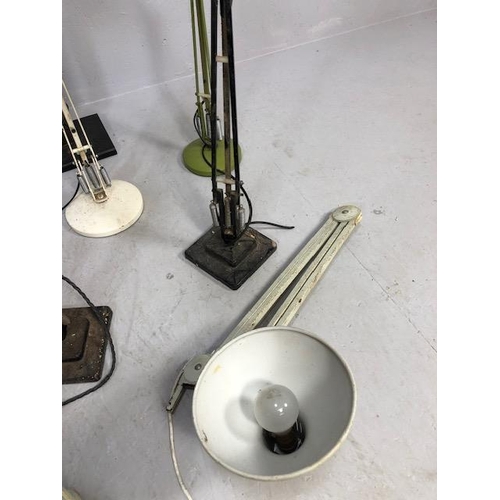 109 - Collection of vintage lighting to include original Anglepoise examples and wall mounted machinist la... 