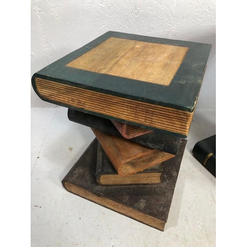 110 - Two modern side tables in the form of faux books approx 51 & 41cm tall