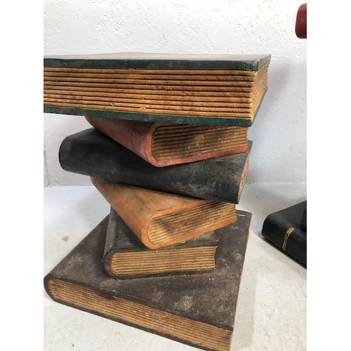 110 - Two modern side tables in the form of faux books approx 51 & 41cm tall