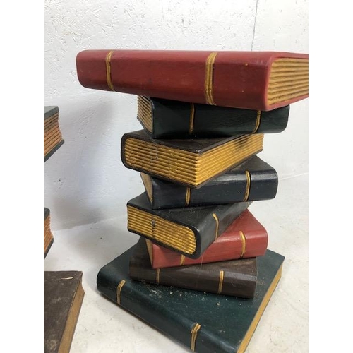 110 - Two modern side tables in the form of faux books approx 51 & 41cm tall