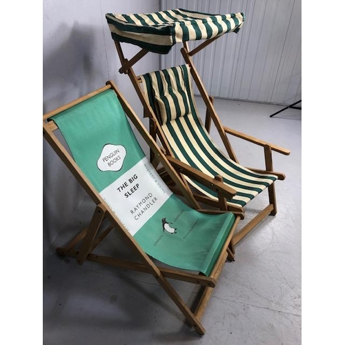 114 - Two Vintage style deckchairs