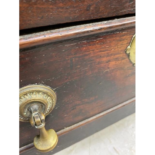 118 - 17th/ 18th century coffer with panel detailing, two drawers under with twin planked hinged lid appro... 