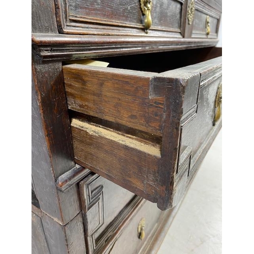 119 - Antique chest of five drawers, divides into two sections with brass handles approx 102 x 60 x 90cm (... 