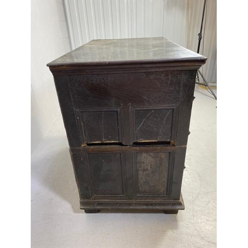 119 - Antique chest of five drawers, divides into two sections with brass handles approx 102 x 60 x 90cm (... 