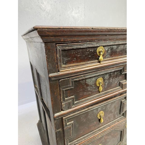 119 - Antique chest of five drawers, divides into two sections with brass handles approx 102 x 60 x 90cm (... 