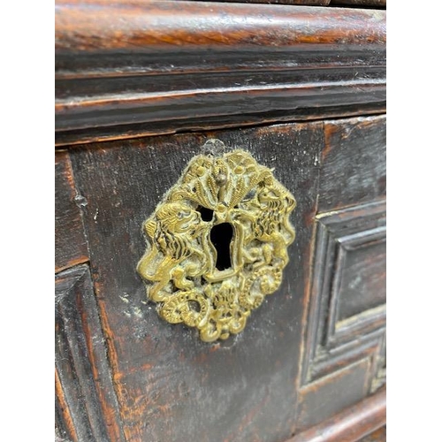 119 - Antique chest of five drawers, divides into two sections with brass handles approx 102 x 60 x 90cm (... 