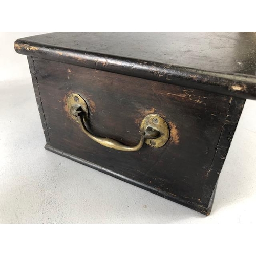 127 - Antique wooden document box, brass drop handles to side approximately 58 x 31 x 19cm