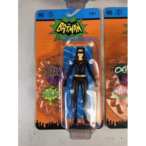 129 - Movie, Comic collectables, McFarlane, DC Retro Batman figures to include Cat woman, Batman, Robin, R... 