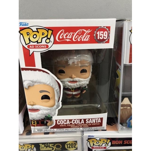 130 - Pop culture collectables, Funko POP! figures to include Sonny Corleone, Bon Scott, Coca-Cola Santa, ... 