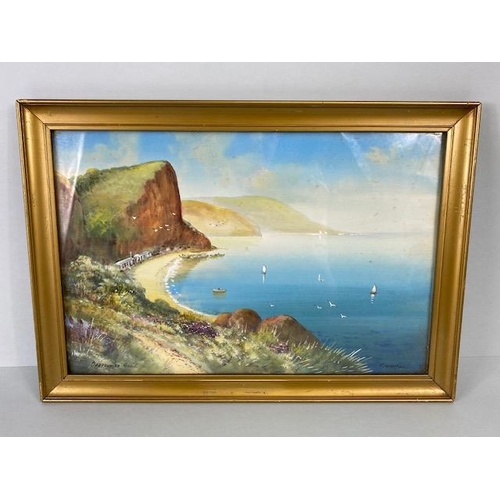 139 - T Weston: pair of watercolours of costal scenes both signed T Weston, titled Oaaicombe Beach and Bab... 