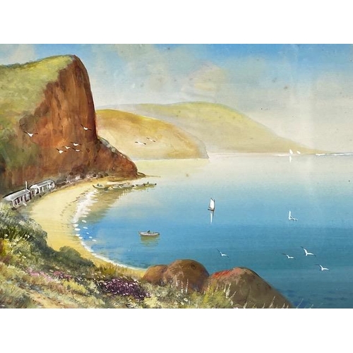 139 - T Weston: pair of watercolours of costal scenes both signed T Weston, titled Oaaicombe Beach and Bab... 