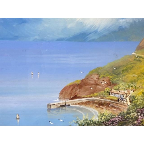 139 - T Weston: pair of watercolours of costal scenes both signed T Weston, titled Oaaicombe Beach and Bab... 