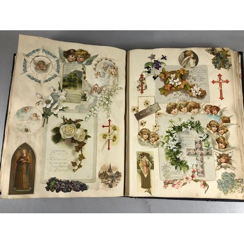 154 - Antique Scrap Book containing Victorian and Edwardian scraps, each page profusely decorated and cove... 