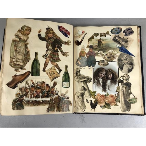 154 - Antique Scrap Book containing Victorian and Edwardian scraps, each page profusely decorated and cove... 