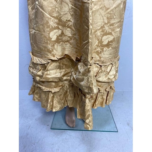 155 - Antique and vintage clothing, early 19th century empire style, gold silk brocade dress, short puff s... 