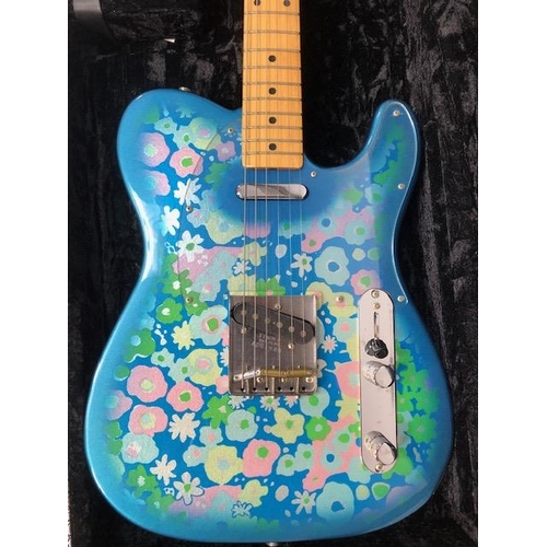 165 - Vintage guitar, Electric Fender Telecaster Japanese, Patent A001980 Blue floral design body serial n... 