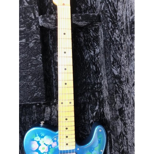 165 - Vintage guitar, Electric Fender Telecaster Japanese, Patent A001980 Blue floral design body serial n... 