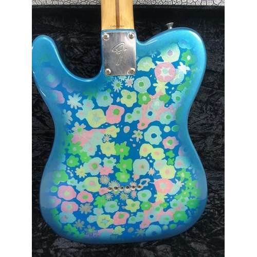 165 - Vintage guitar, Electric Fender Telecaster Japanese, Patent A001980 Blue floral design body serial n... 