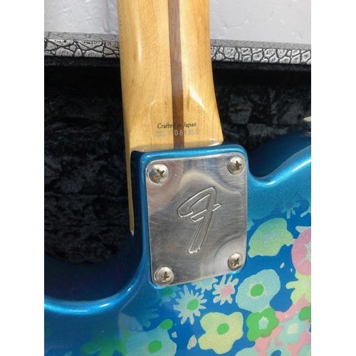 165 - Vintage guitar, Electric Fender Telecaster Japanese, Patent A001980 Blue floral design body serial n... 