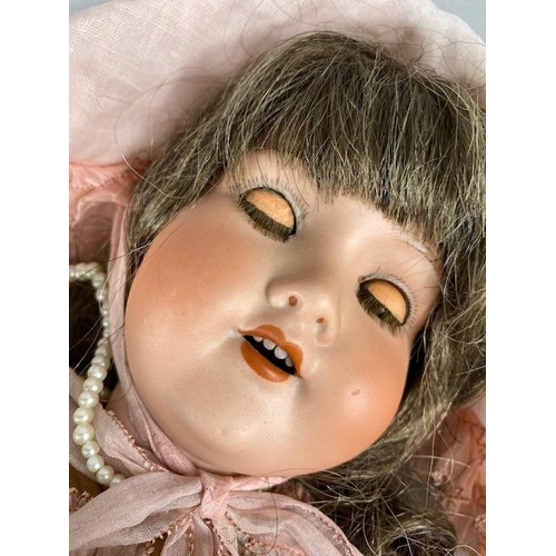 173 - Antique Doll, Armand Marseille Germany 390, A 63/4 M, Bisque head, glass closing eyes, real hair, jo... 