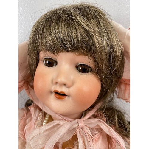 173 - Antique Doll, Armand Marseille Germany 390, A 63/4 M, Bisque head, glass closing eyes, real hair, jo... 