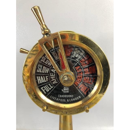 175 - Brass Ships engine order telegraph, Chadburns Liverpool and London, brass mounted on wooden plinth a... 