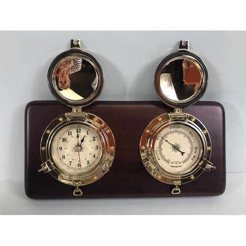 178 - Ships style clock and barometer, S E Wills Liverpool, makers to the Admiralty, Quartz movement  on w... 